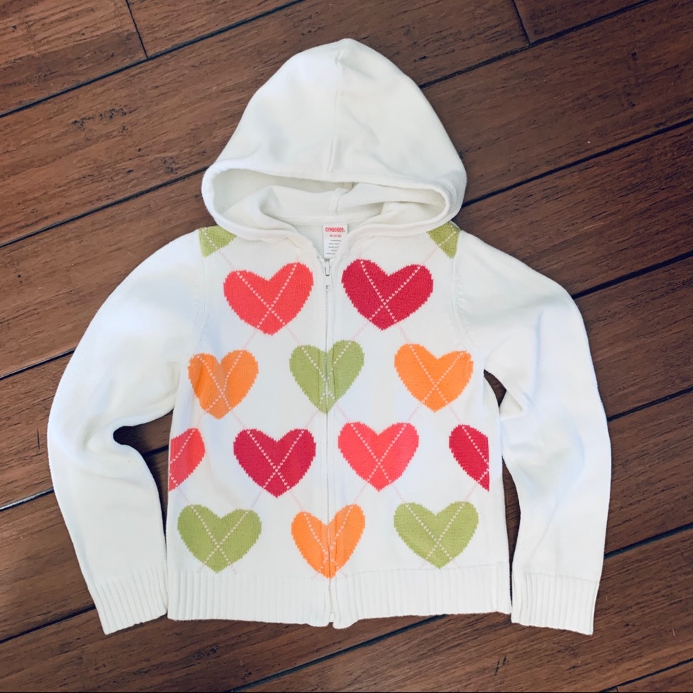 Gymboree heart zip up sweater 7/8 shirt top